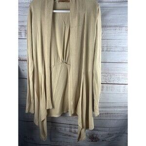 Belldini Sweater Cardigan Women’s Sz L Open Front Tan Long Sleeve